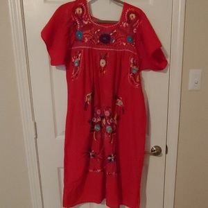 Vintage Mexican Embroidered Patio Dress